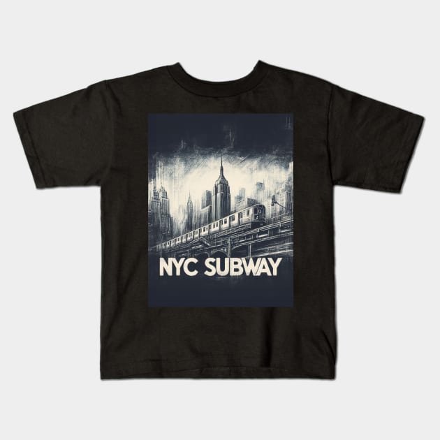 New York Noir: NYC Subway Adventure Kids T-Shirt by Nysa Design